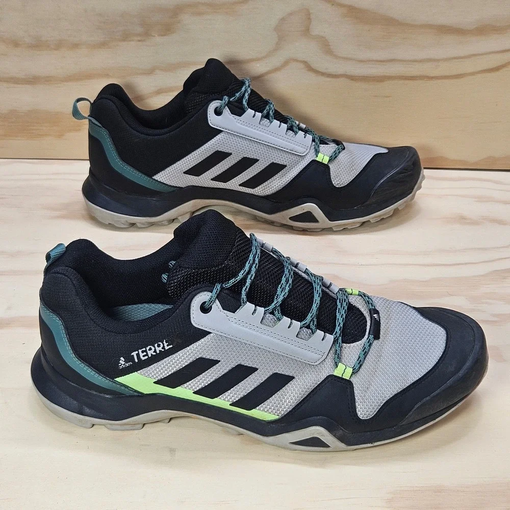 Adidas Terrex AX3 Men 13 Grey Black Signal Green Hiking Shoes FW9452